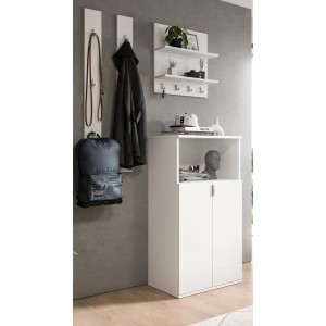 Inn.Furn Garderoben-Set 4-teilig in Weiß Hochglanz 117 cm SystemX