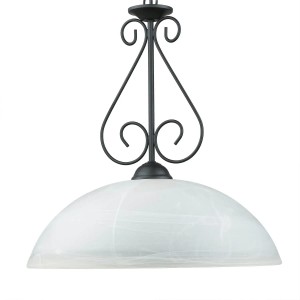 EASYLIGHT Hängeleuchte Glas Metall Rustikal Ø 40 cm Rund Schwarz Weiß E27 Athen