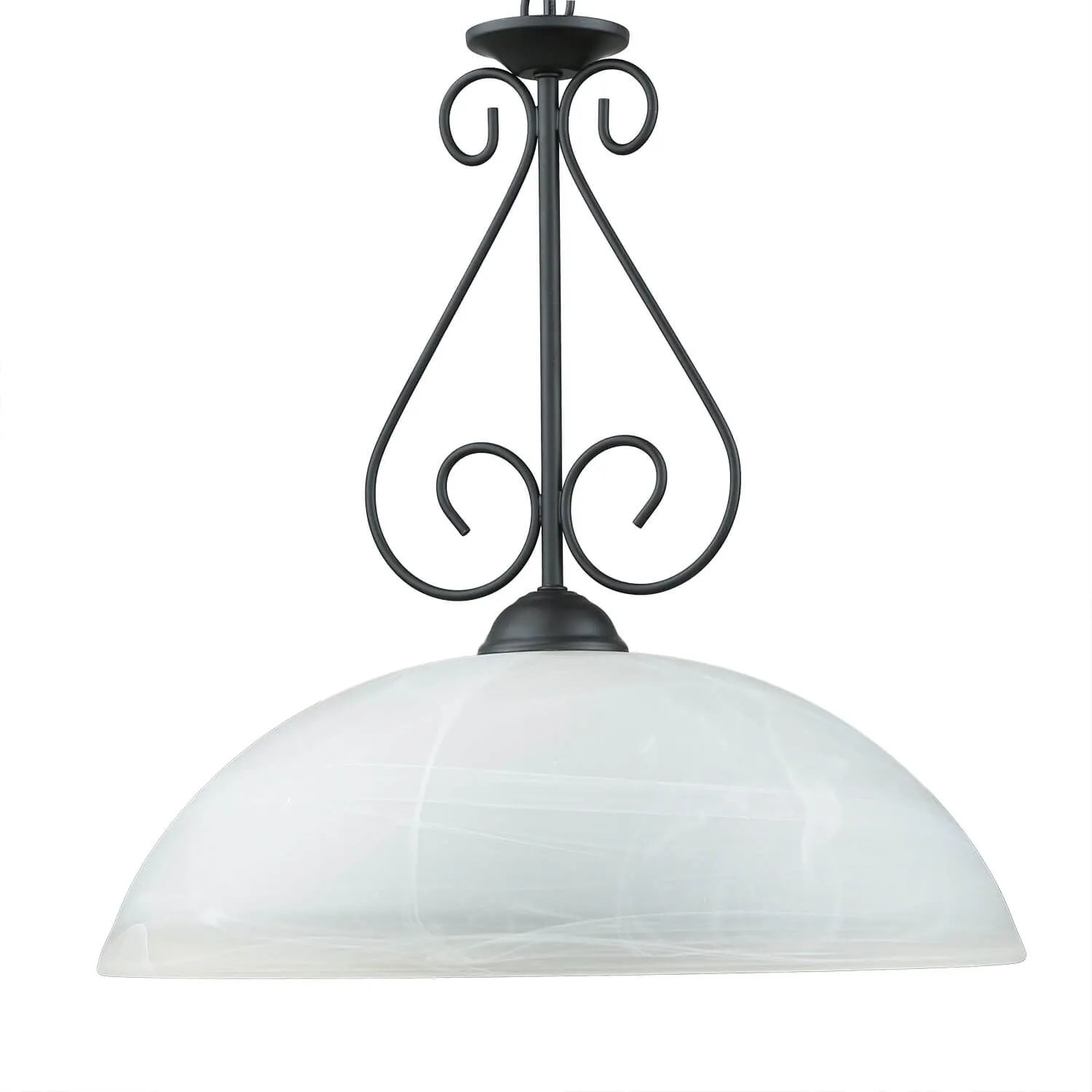 EASYLIGHT Hängeleuchte Glas Metall Rustikal Ø 40 cm Rund Schwarz Weiß E27 A günstig online kaufen