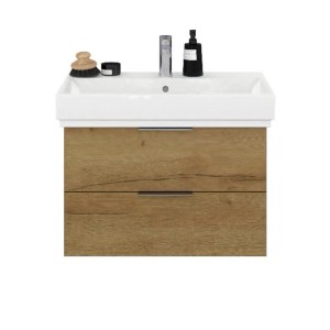 Steinkamp Waschtischunterschrank Living 2.0 mit GROHE Cube Waschtisch, Halifax Eiche Dekor.