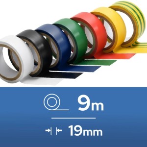 HOROZ Isolierband 19 mm x 9 m PVC Blau Elektro Isolierklebeband Selbstklebend Stark Haftend 1 Stück