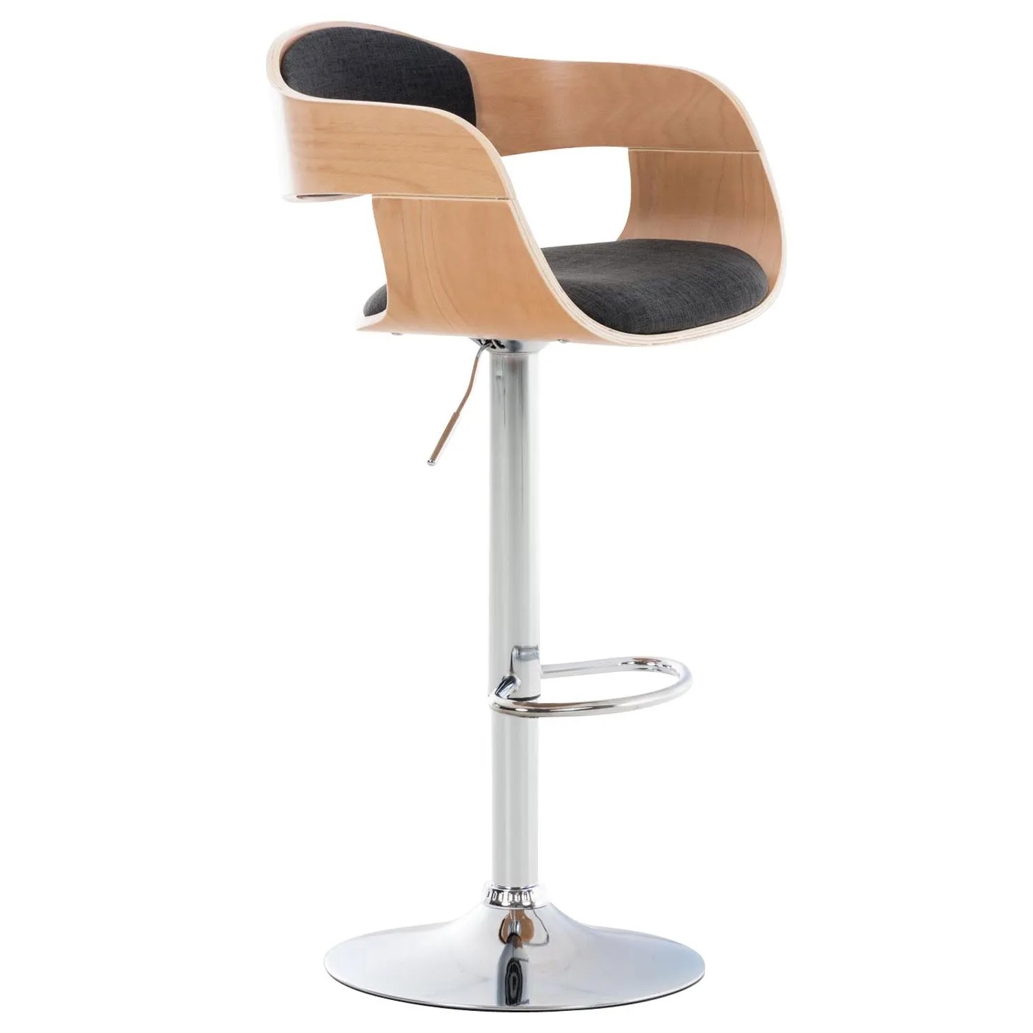 DELUKE Barhocker NADAN Stoff Natura/dunkelgrau 50x48x88cm Barstuhl Höhenverstellbar Mit Lehne Drehbar Tresenhocker Tresenstuhl