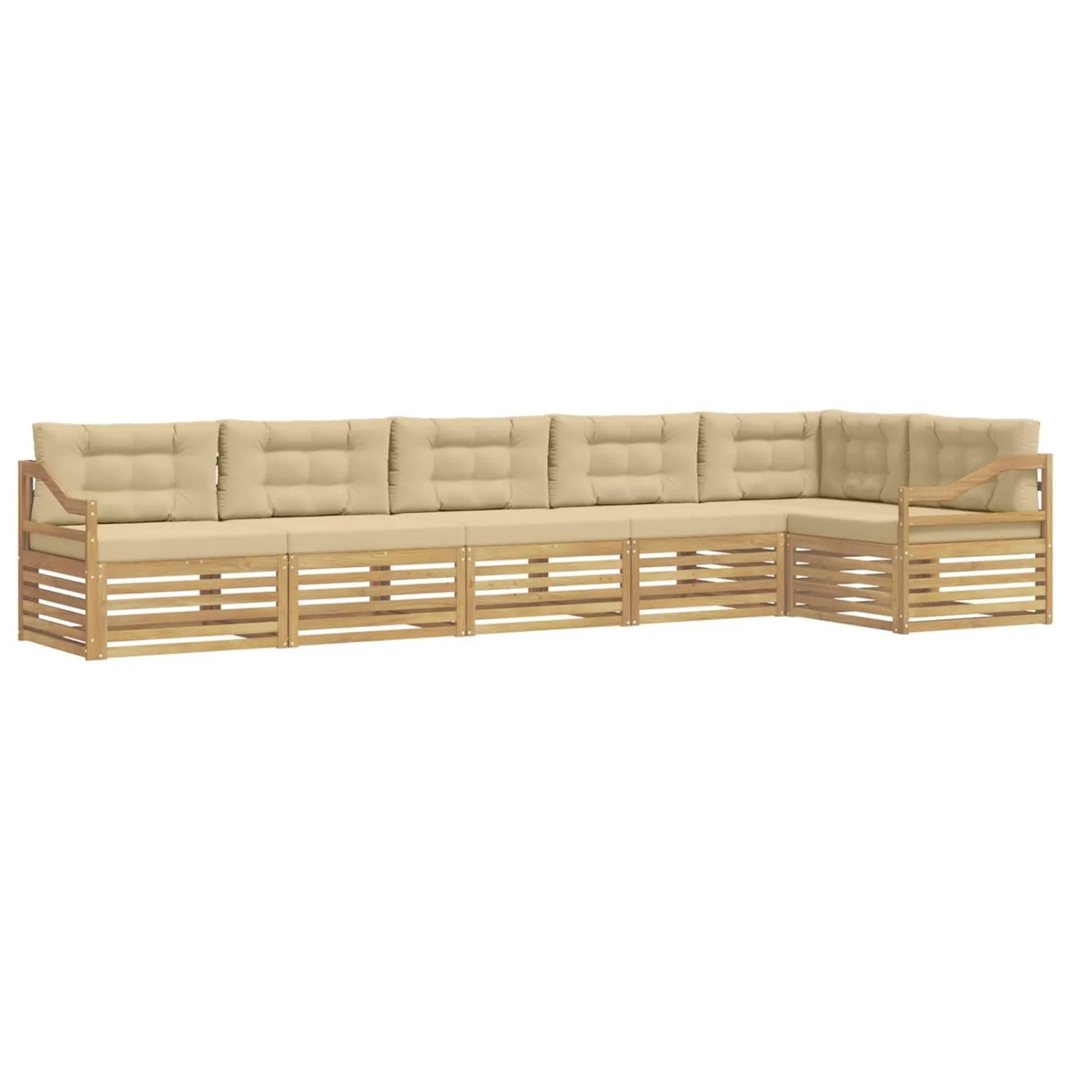 vidaXL Outdoor-Sofagarnitur 6 Stk Weiß und Beige 404 x 166,5 x 73 cm 3390583