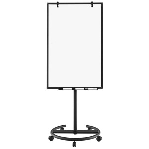 Mobiles Costway Flipchart Whiteboard, 100x65 cm, mit schwarzem Ständer und Rollen.