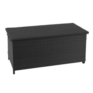 Proregal Poly-Rattan Kissenbox HxBxT 63x135x52cm Premium Schwarz 320L Gartentruhe Auflagenbox Truhe