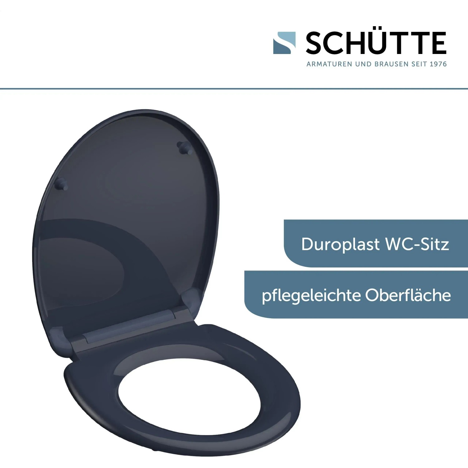 Schütte WC-Sitz Anthrazit Duroplast mit Absenkautomatik und Schnellverschluss.