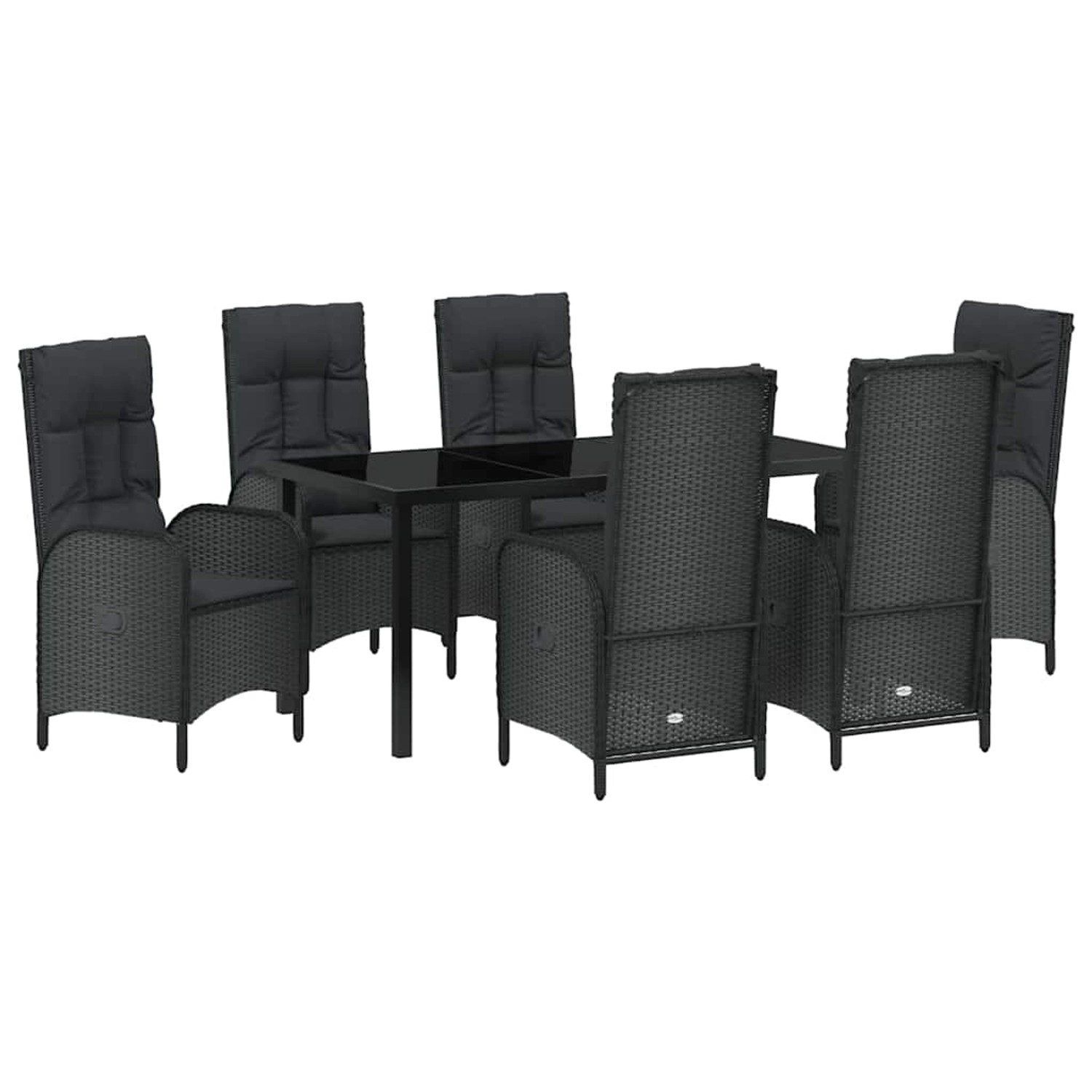 vidaXL Garten Essgruppe mit Kissen 7-Tlg Schwarz Poly Rattan 3380117 günstig online kaufen