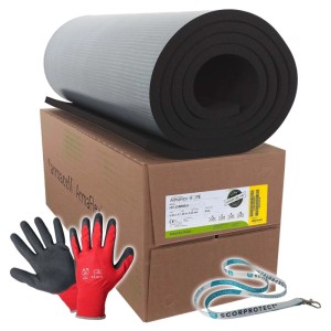 Armacell ArmaFlex HOME Kautschuk Platte, selbstklebend, mit Zubehör wie Handschuhe und Schlüsselband.