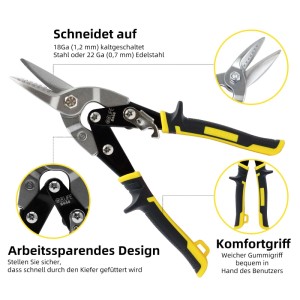 CCLIFE 3-in-1 Cr-Mo Metallschere 300mm mit Skala für Stahl Aluminium Kupfer 2mm