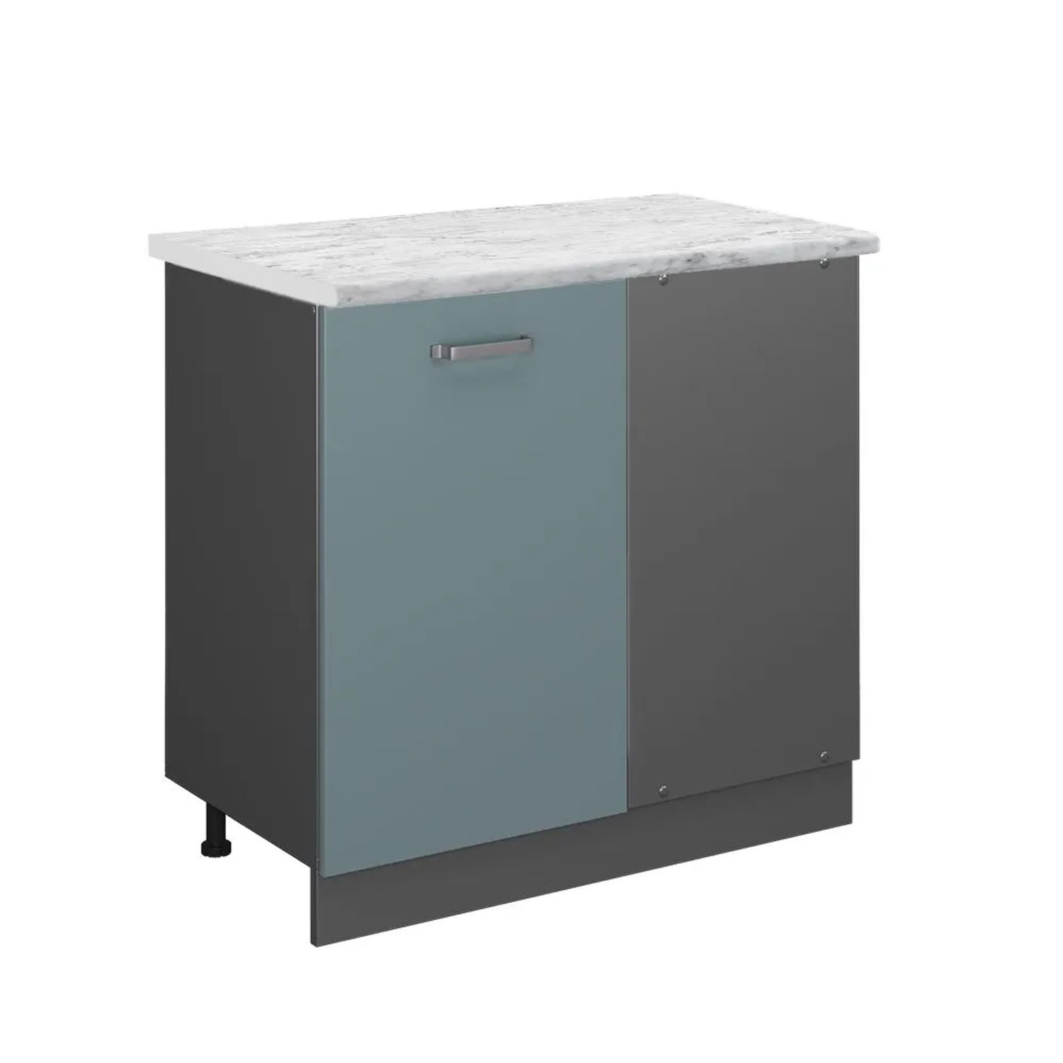 Vicco Eckunterschrank R-Line Küchen Eckschrank Blau-Grau Anthrazit 86 cm AP Marmor