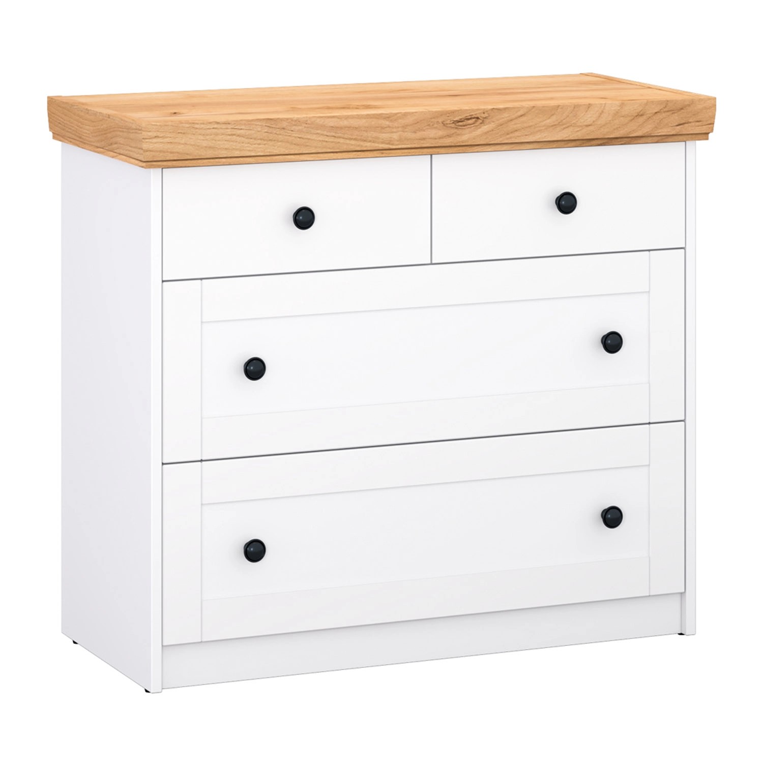 Homestyle4u Kommode Sideboard Eiche Matt Weiß Holz Massiv Schrank 92 cm 222 günstig online kaufen