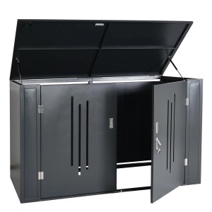 MCW Fahrradgarage K64 für 2 Fahrräder, abschließbare Fahrradbox mit Deckel und Gasdruckfeder, Metall, 121x202x100cm