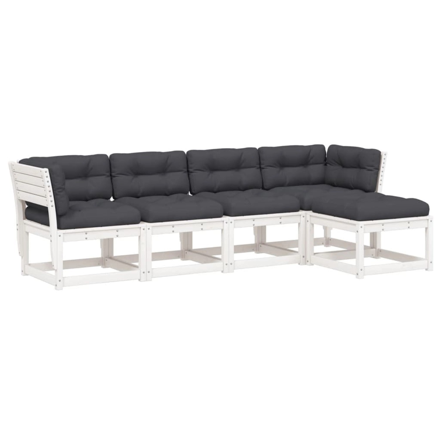 vidaXL 5-Tlg Garten-Sofagarnitur mit Kissen Weiß Massivholz Kiefer 3217006 günstig online kaufen