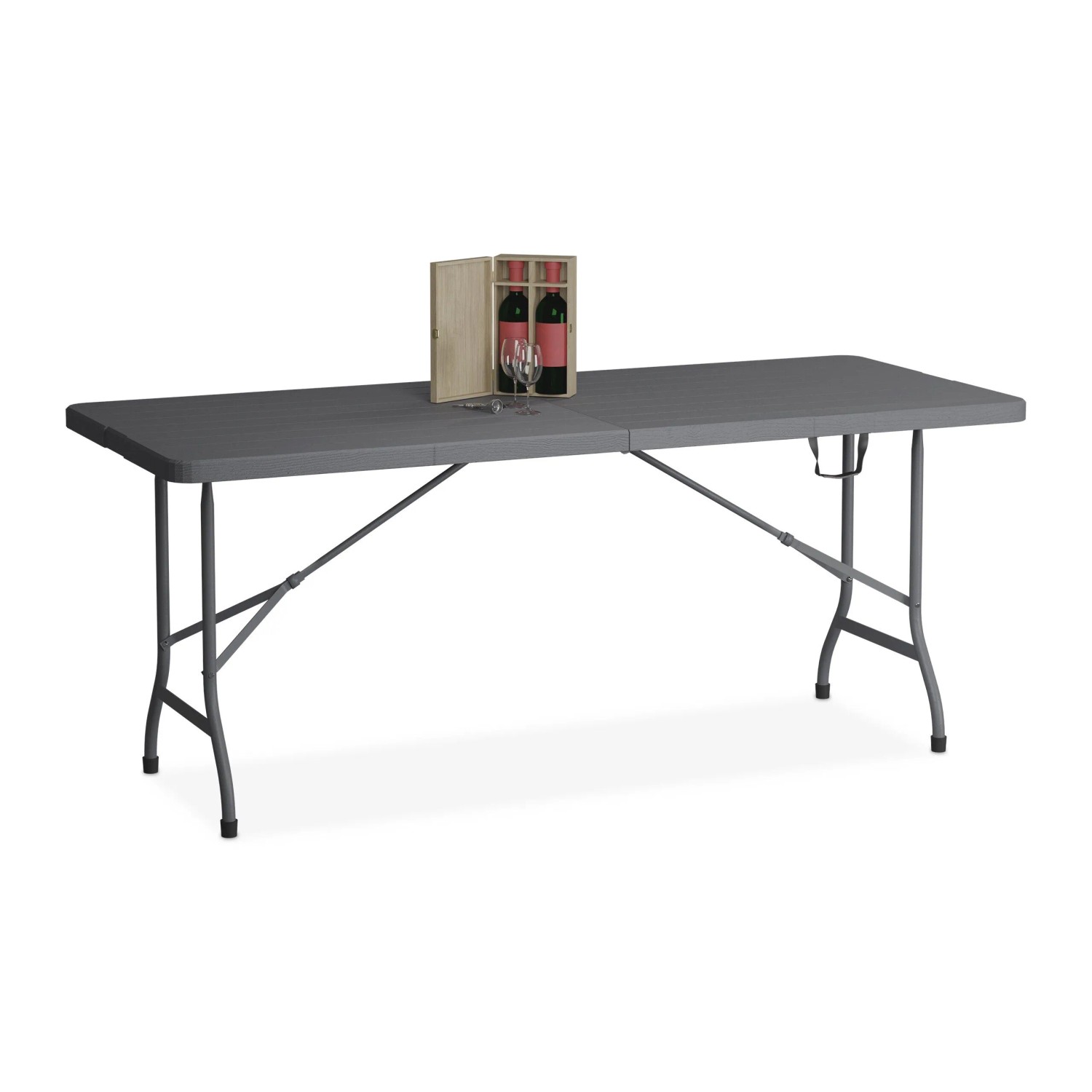 Relaxdays Gartentisch Kunststoff Stahl Grau Klappbar 73 cm x 180 cm x 74 cm 11,5 kg