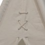 Detailansicht: Weißes Tipi Zelt Alba, Schnürung und Stoffstruktur sichtbar.