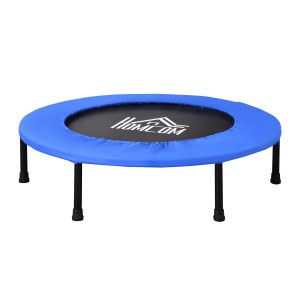 HOMCOM Fitness Trampolin, blau-schwarz, mit Stahlrahmen und gepolstertem Rand.