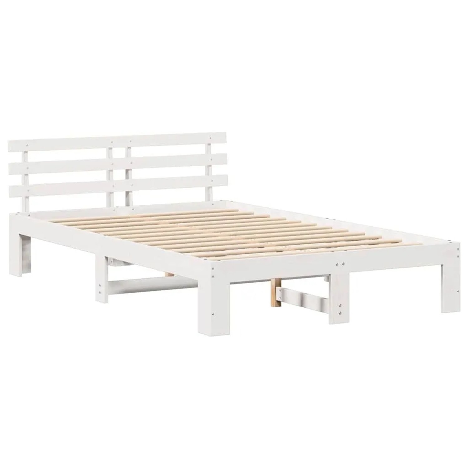 vidaXL Bettrahmen mit Kopfteil Weiß 120 x 190 cm Massives Kiefernholz 872621