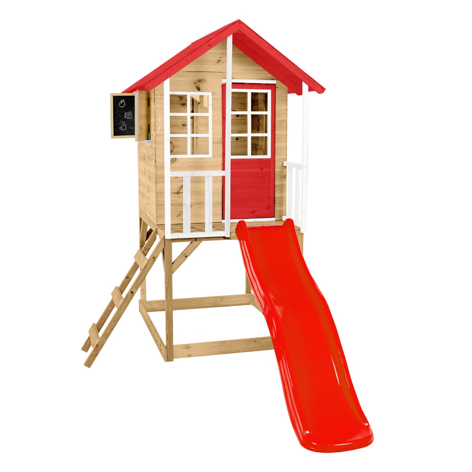 Zwerkules Spielhaus Lolla 1 m. Rutsche 270 cm x 148 cm x 224 cm Rot FSC® günstig online kaufen
