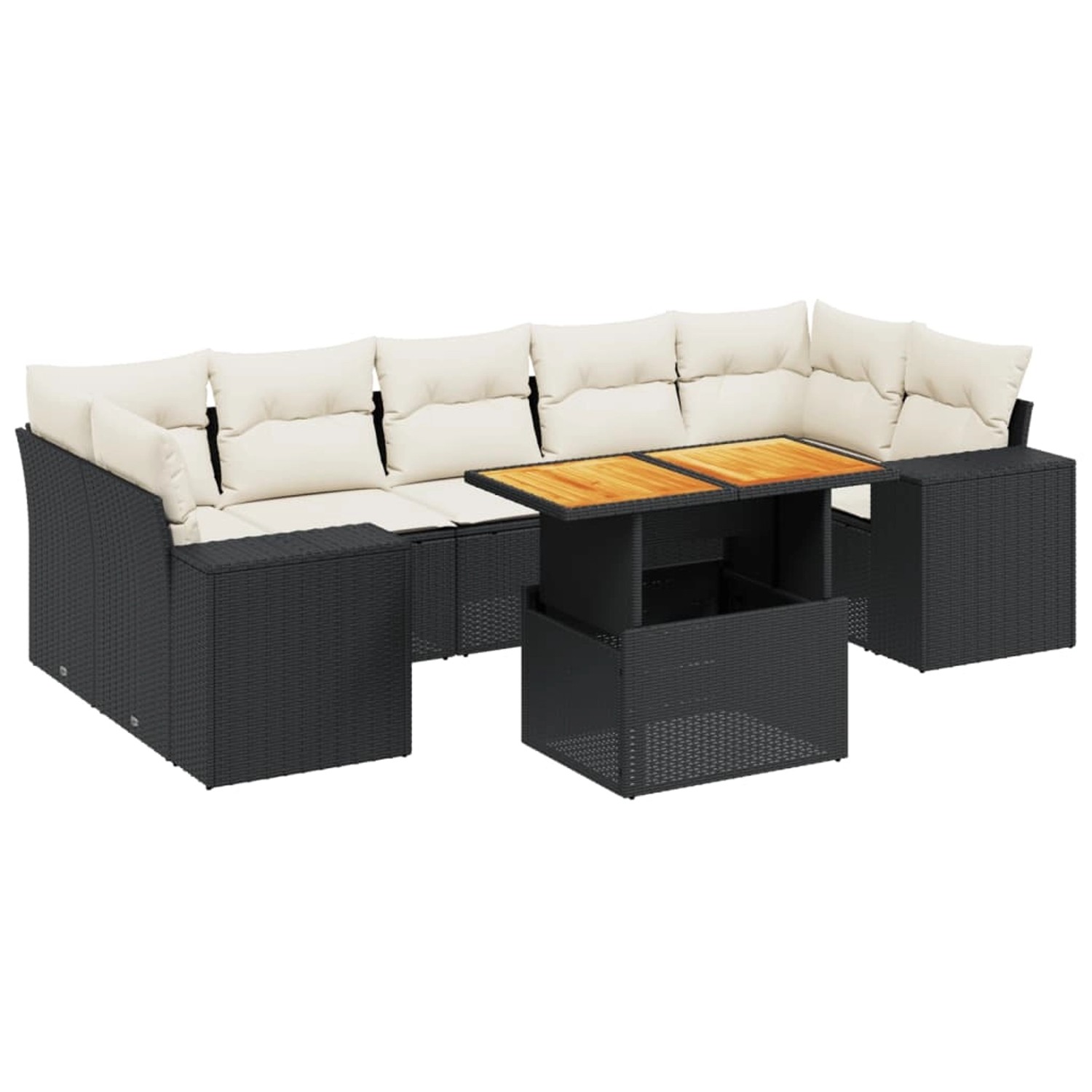 vidaXL 8-Tlg Garten-Sofagarnitur mit Kissen Schwarz Poly Rattan 3272547 günstig online kaufen