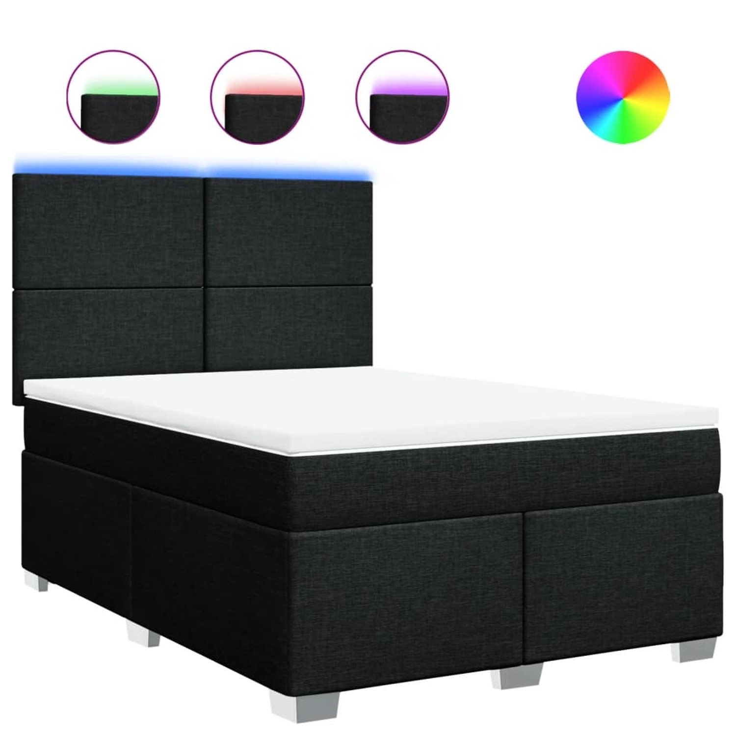 vidaXL Boxspringbett mit Matratze Schwarz 140x190 cm Stoff 3292778 günstig online kaufen