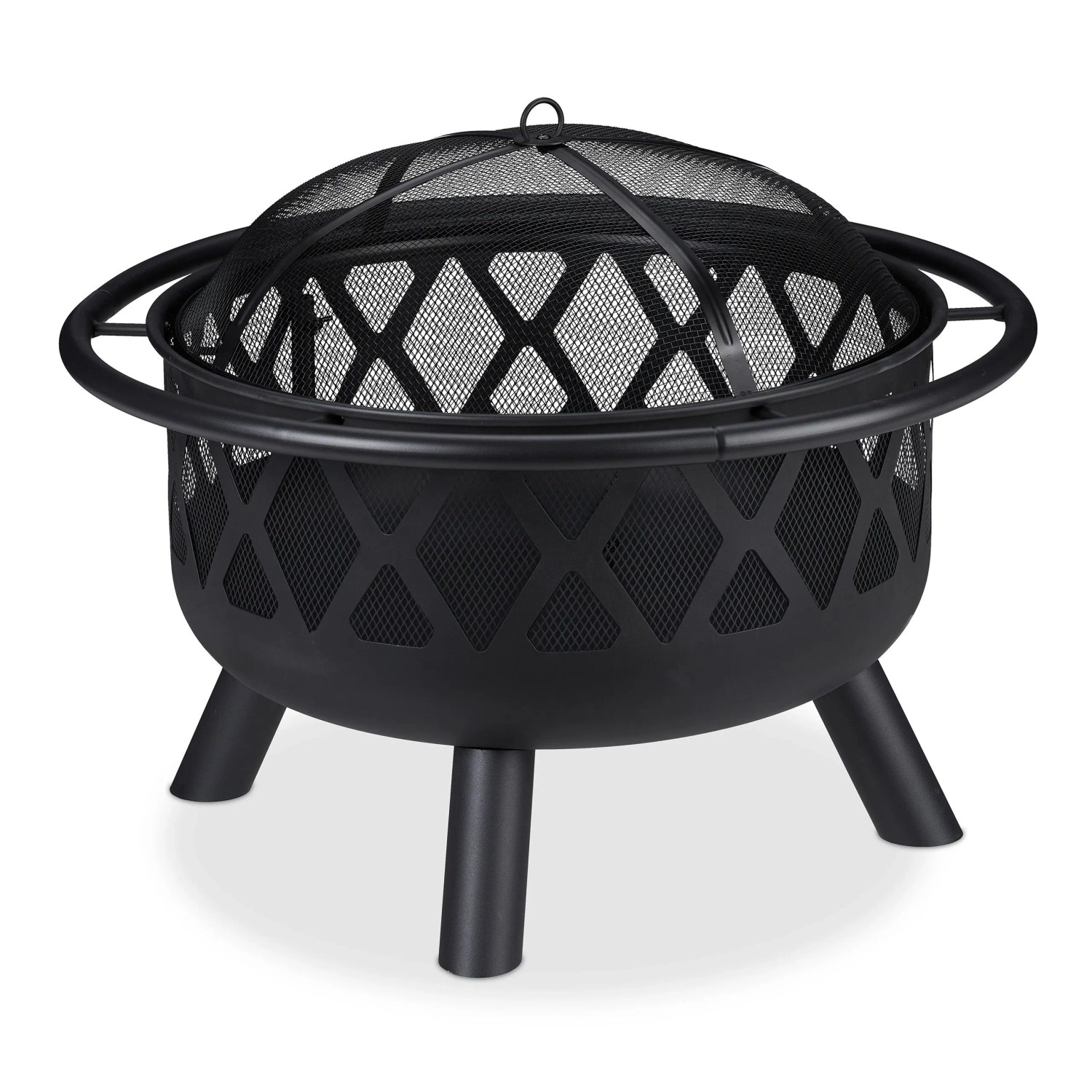 Relaxdays Feuerschale Stahl Schwarz Mit Grillrost Funkenschutz 58 cm x 75 cm