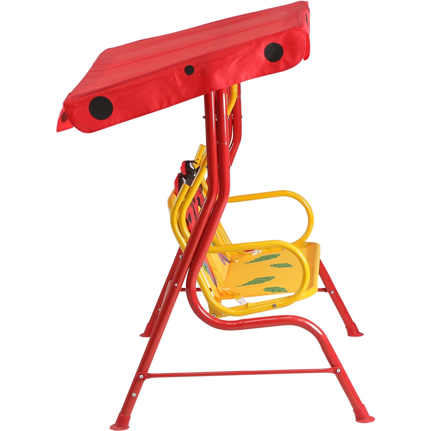 Siena Garden Kinder-Hollywoodschaukel Marie, rot, mit Marienkäfer-Motiv und verstellbarem Dach.