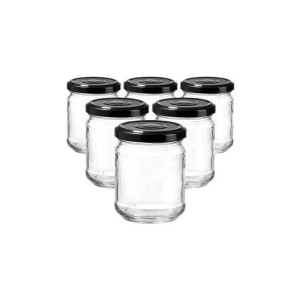 Ritzenhoff & Breker Kitchen Love Einmachgläser, 200 ml, 6er Set mit schwarzen Schraubdeckeln.