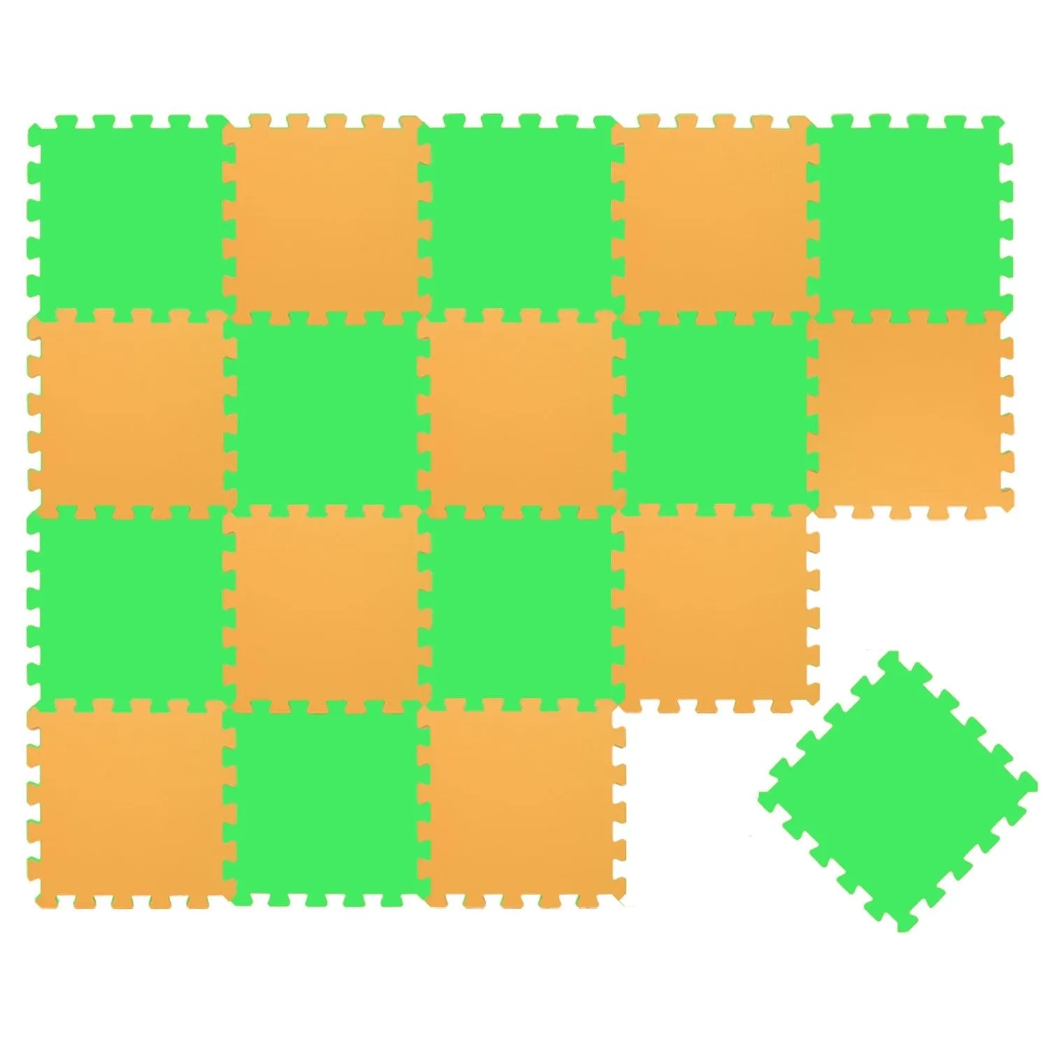 LittleTom Baby & Kinder Puzzlematte 30 x 30 cm 18 Stück Hellgrün & Gelb