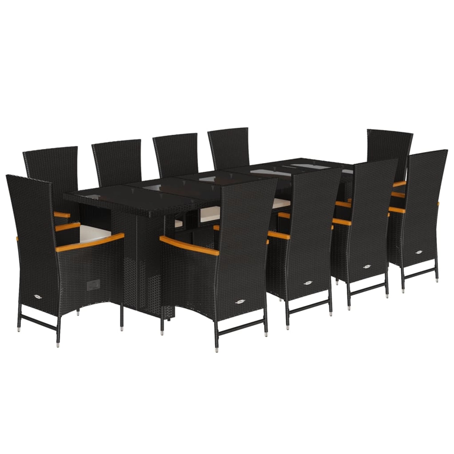 vidaXL 11-Tlg Garten-Essgruppe mit Kissen Schwarz Poly Rattan 3277534 günstig online kaufen