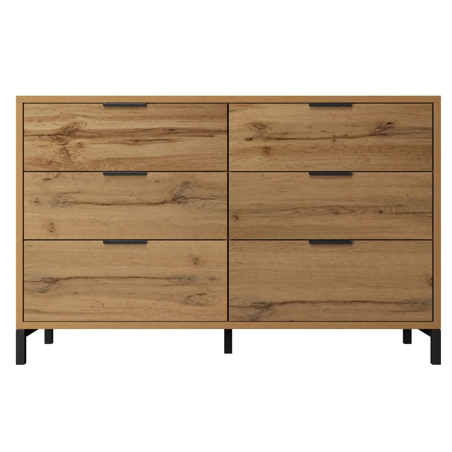 Merax Sideboard 120x40x76cm 6 Schubladen Dunkle Eiche