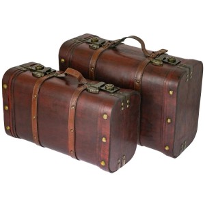 HMF 6412700 Schatztruhe Schatzkiste Holztruhe Vintage Koffer 2er Set Versch Größen Peru