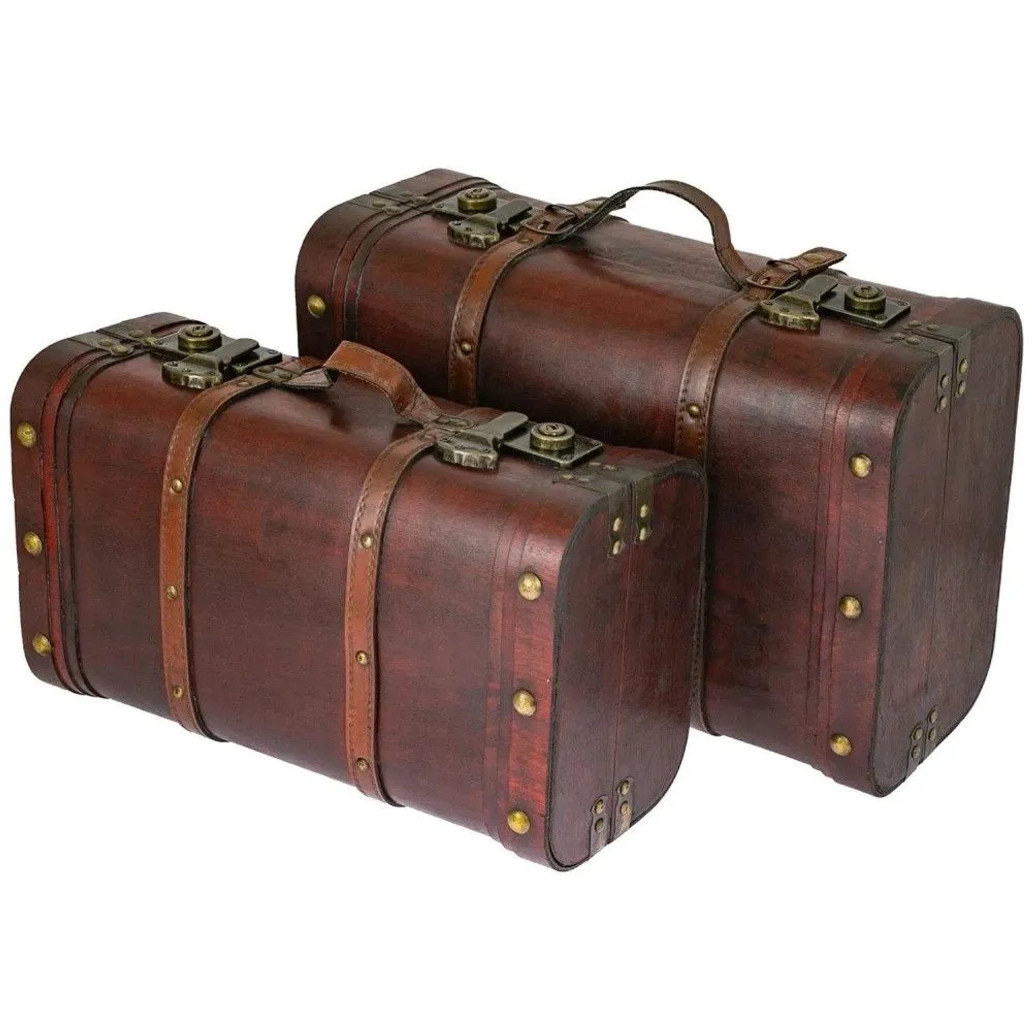 HMF 6412700 Schatztruhe Schatzkiste Holztruhe Vintage Koffer 2er Set Versch Größen Peru