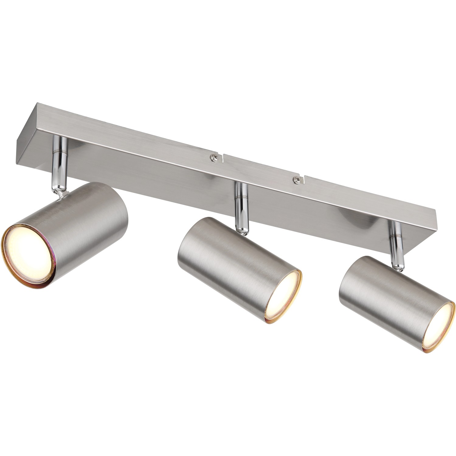 Globo Strahler Robby, 3-flammig, Nickel matt. Deckenleuchte mit drei zylinderförmigen Spots.