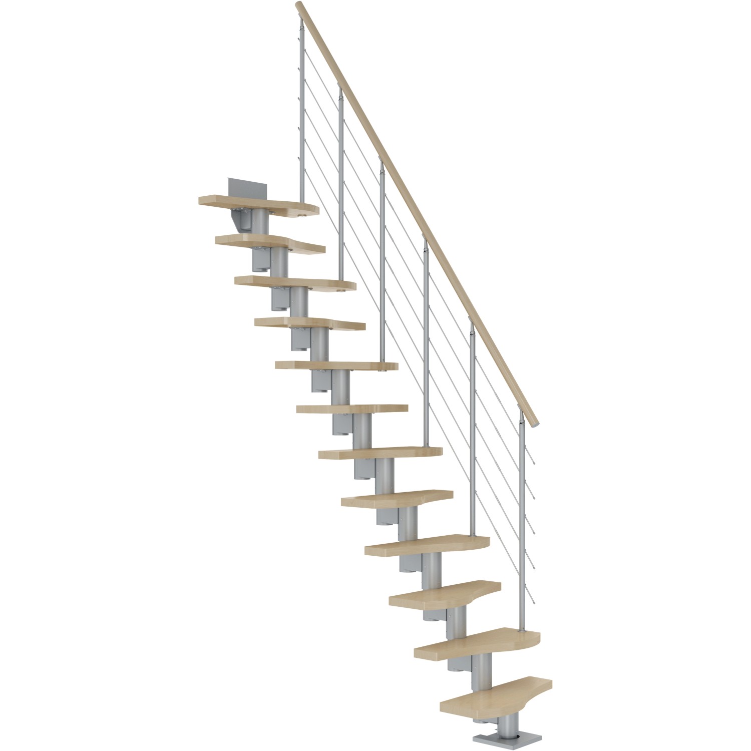 Dolle Mittelholmtreppe Basel Ahorn Perlgrau GH bis 276 cm Variabel 64 cm FS günstig online kaufen