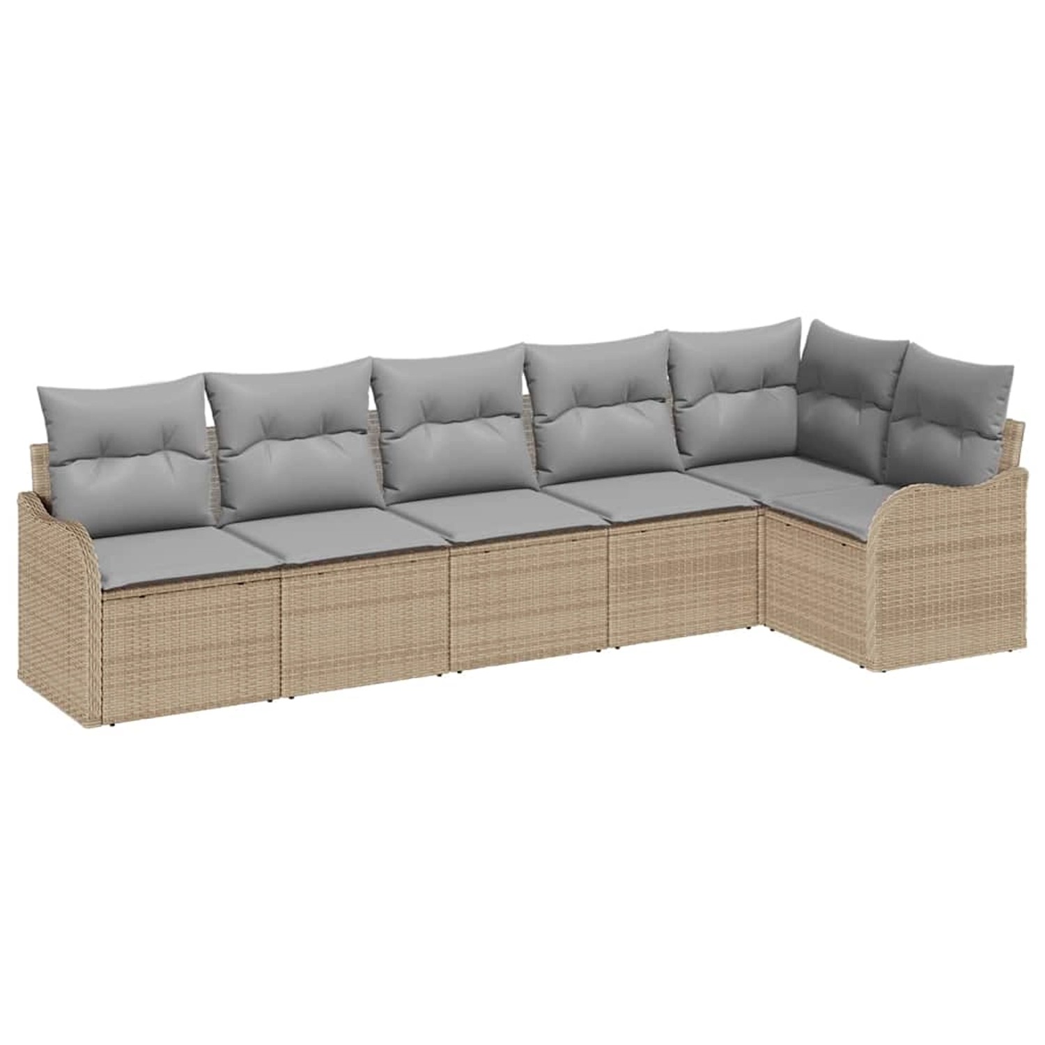 vidaXL Garten-Sofa-Set mit Kissen mit Speicher 6-Tlg Beige Poly Rattan 3354 günstig online kaufen