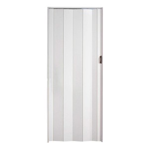 Weiße Falttür Una, 84x205 cm, platzsparende Lösung für Standardrahmen.