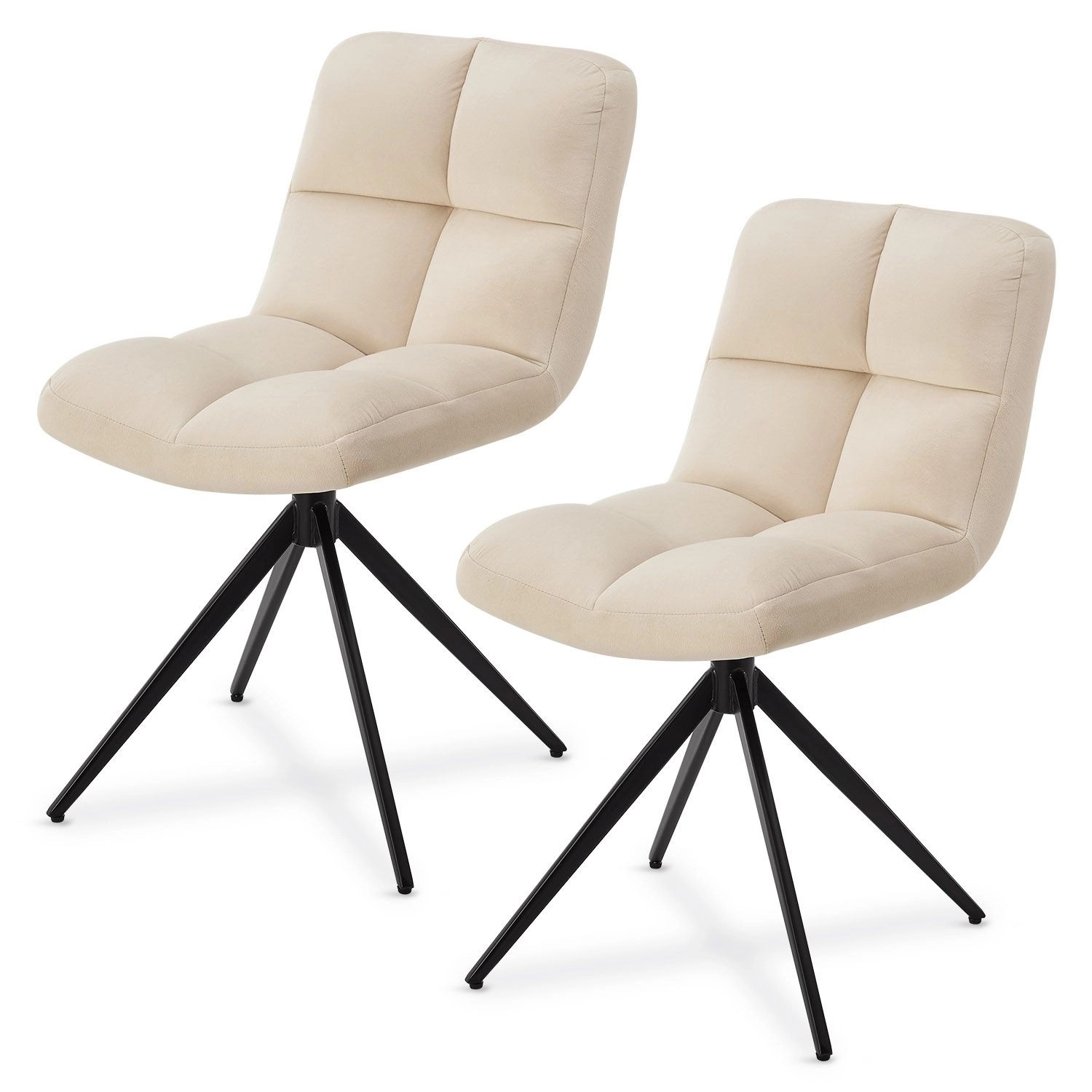Juskys Drehstuhl Dallas 2er Set Samt Beige günstig online kaufen