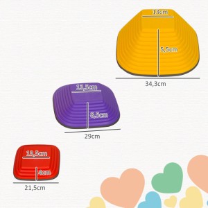 AIYAPLAY Flusssteine, 6er Set, quadratisch, bis 80 kg belastbar, für Kinder von 3-8 Jahren, mit Maßangaben.