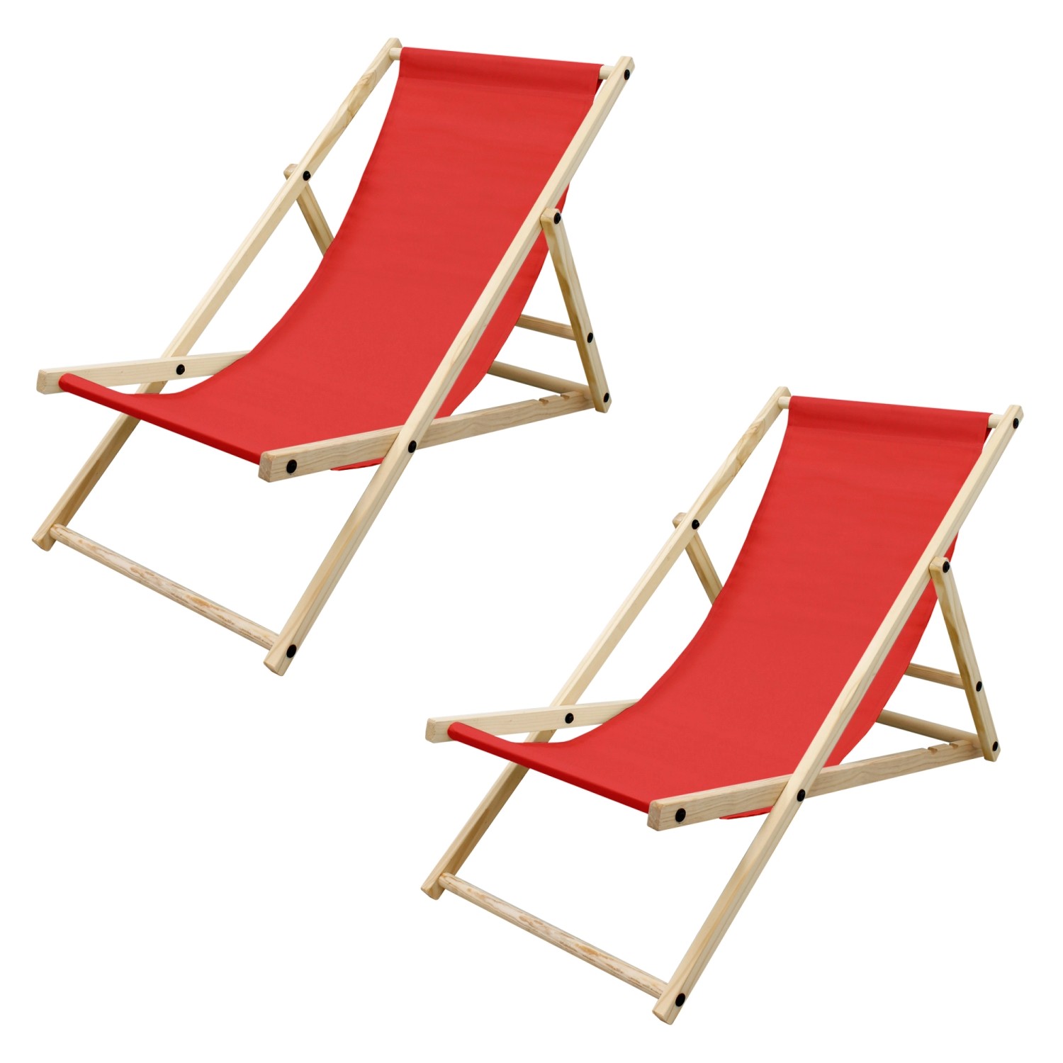 ECD Germany 2Er Set Liegestuhl Klappbar aus Holz 3 Liegepositionen Rot bis günstig online kaufen