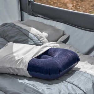 Graues SoBuy 4in1-Zelt mit Feldbett, Matratze, Schlafsack und blauem Kissen für 2 Personen.