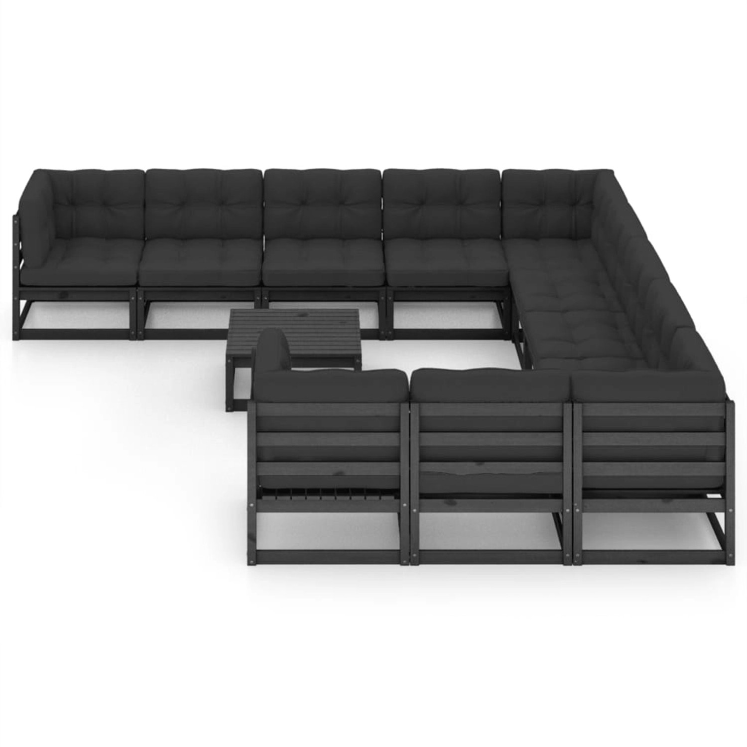 12-tlg. Garten-lounge-set Mit Kissen Schwarz Kiefer Massivholz günstig online kaufen