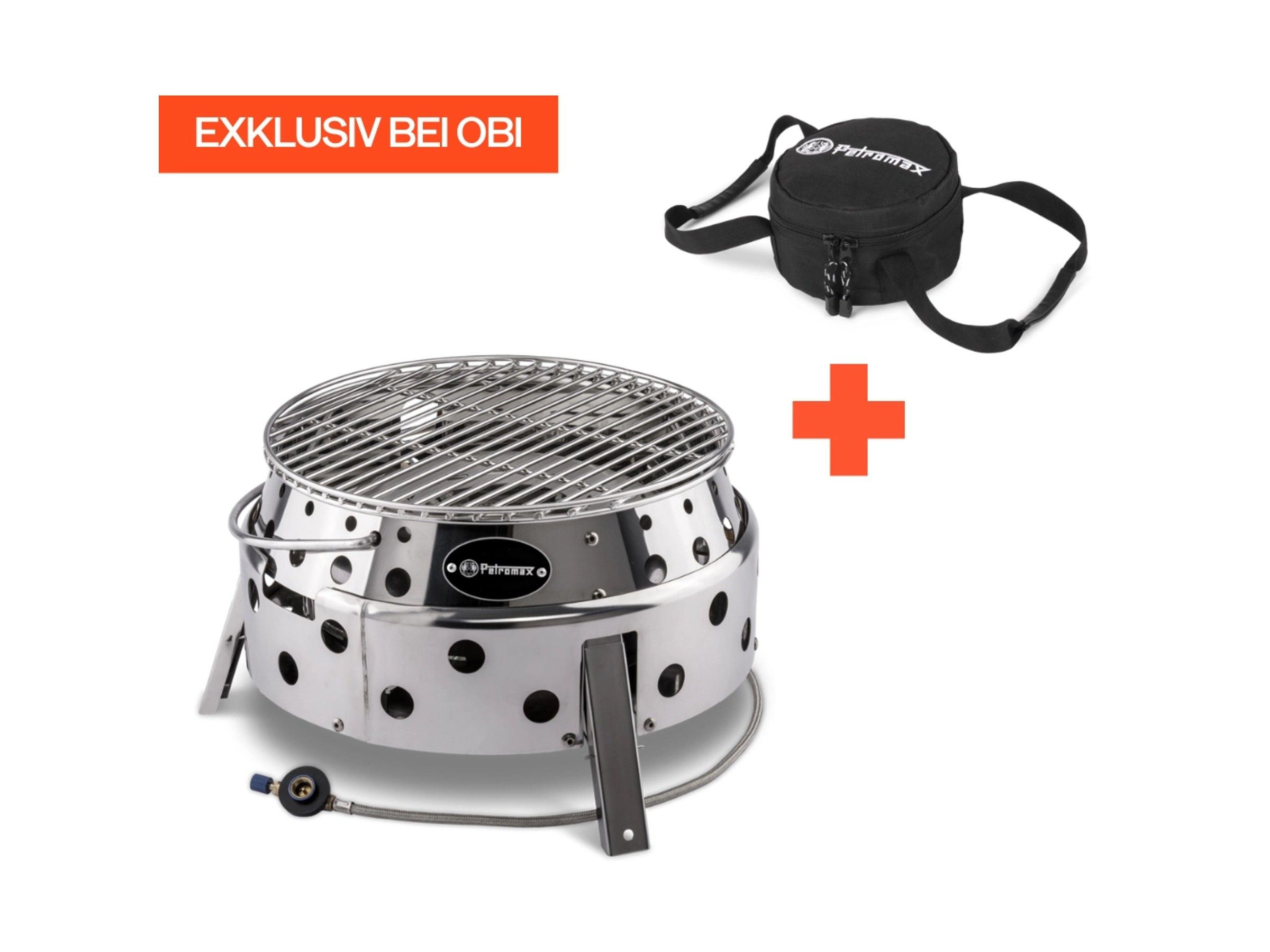 Barbecue à Gaz Petromax Atago GG28 - 3,8 KW - Pliable - Inox - Pour Camping Et Extérieur