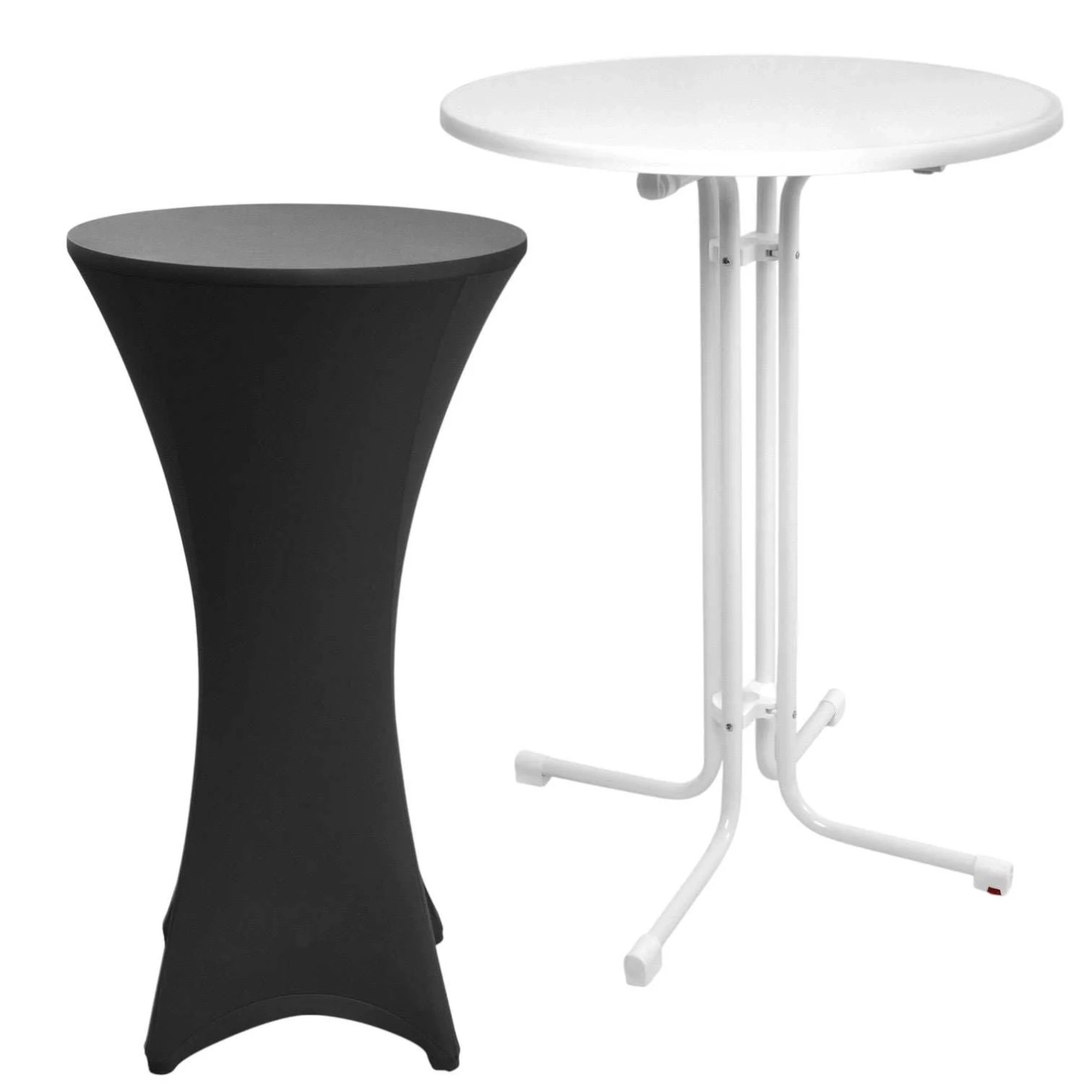 Beautissu Sylt Stehtisch Ø 80cm Weiß mit Stella Stehtischhusse Ø 80cm Schwa günstig online kaufen