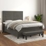 Dunkelgraues vidaXL Boxspringbett (140x190 cm) mit Matratze und Bank aus Samt.