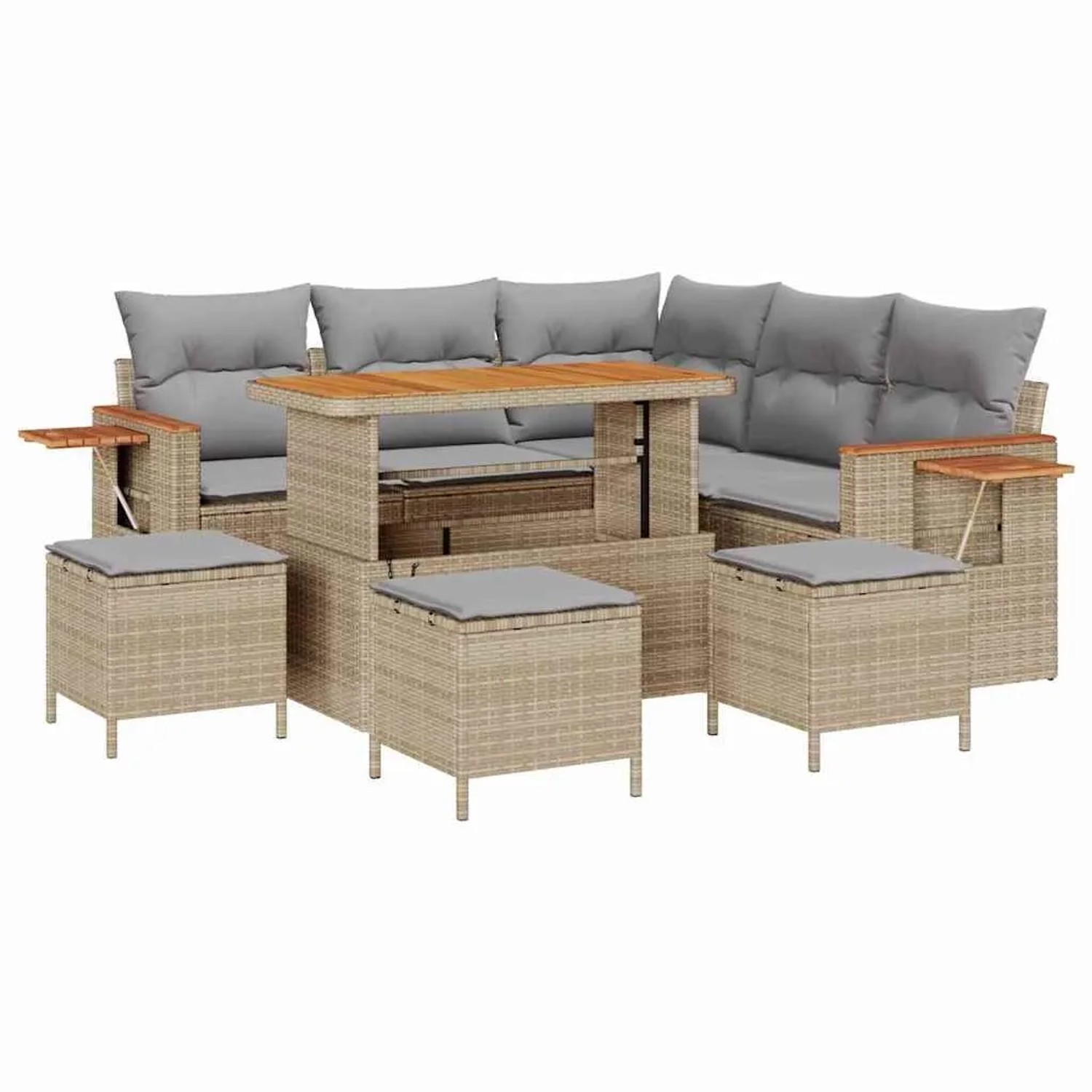 vidaXL Gartensofa-Set mit Kissen 10 Stk Beige und Hellgrau Poly-Rattan 3365 günstig online kaufen