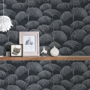 Graue Vliestapete mit Palmenmuster Bricoflor Elegante für Wohn- und Schlafzimmer.