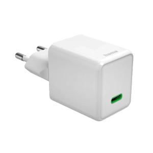 Weißes Hama Schnellladegerät Super-Mini-Charger GaN USB-C PD 45W für Hausautomation.