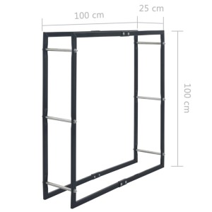 VidaXL Brennholzregal, schwarz, 100x25x100 cm, aus Stahl. Zubehör für Kamine & Öfen.