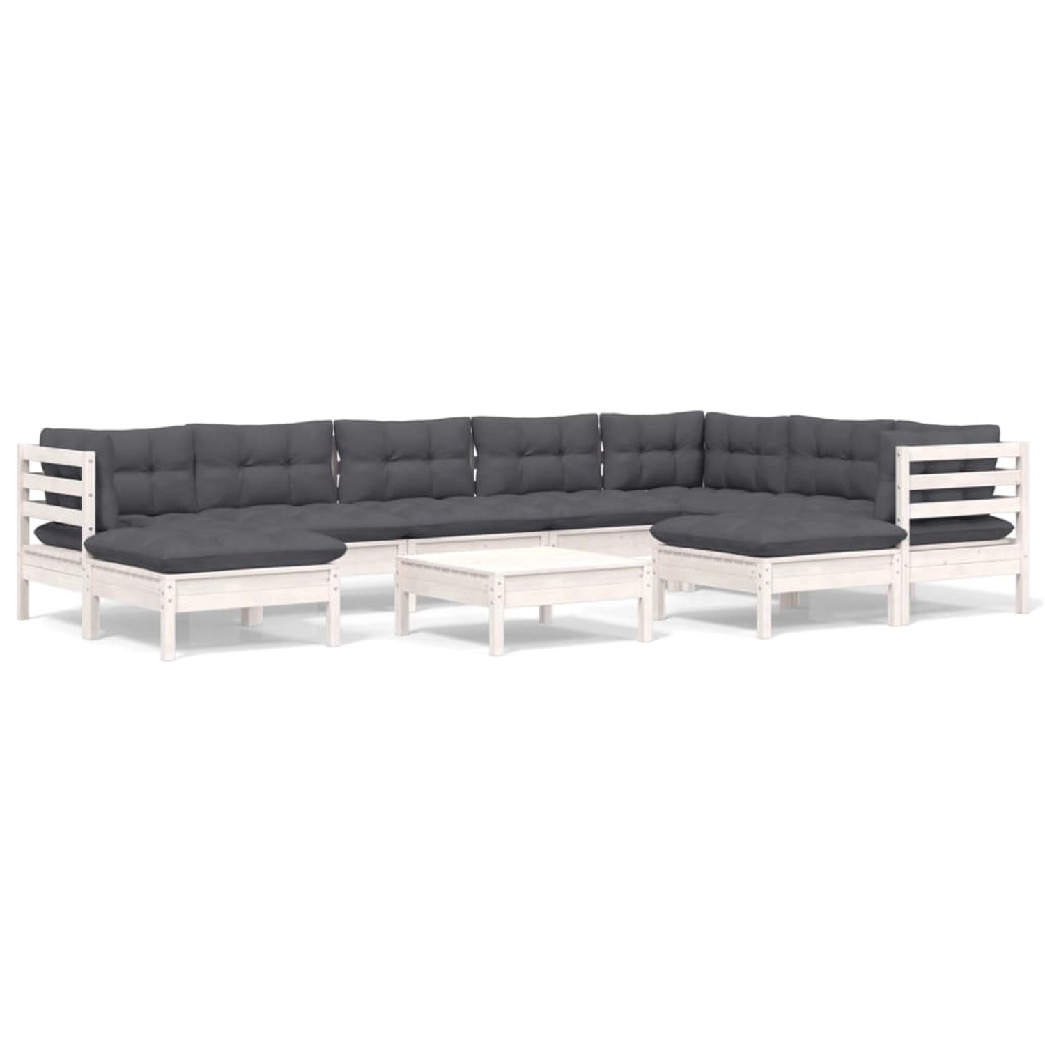 vidaXL 10-Tlg Garten-Lounge-Set mit Kissen Weiß Kiefer Massivholz 3096714 günstig online kaufen