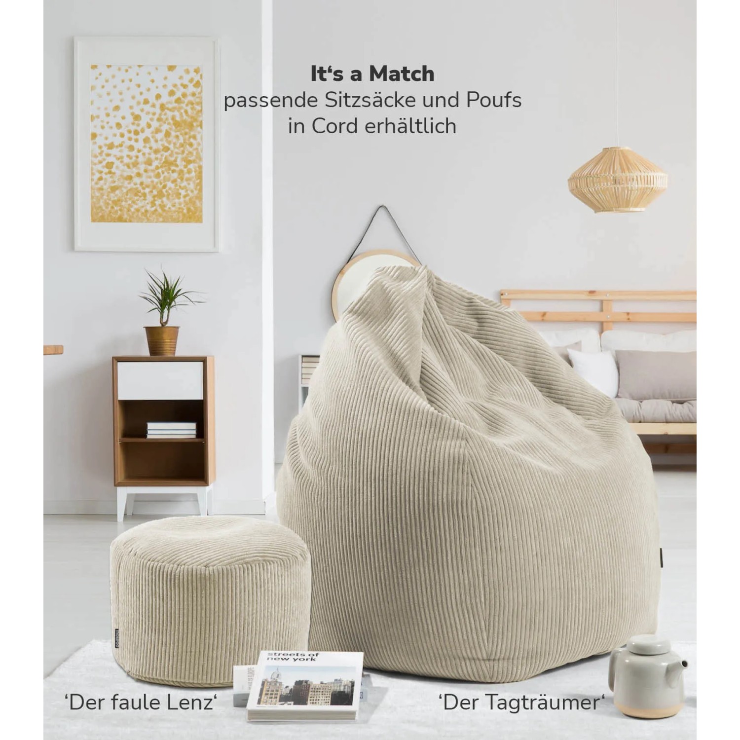 mokebo Sitzhocker Cord Beige für Wohnzimmer kaufen bei OBI